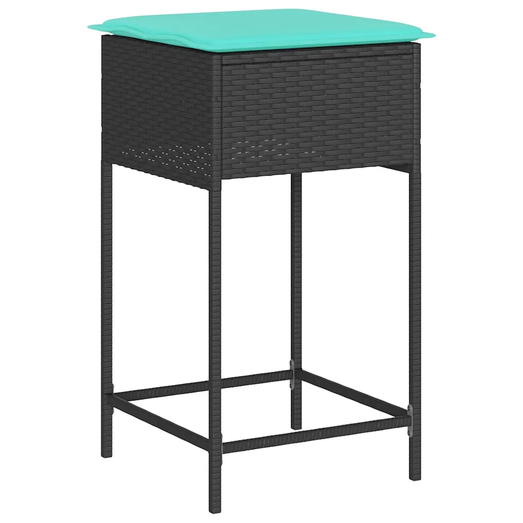 Sgabelli da giardino con Cuscini 2 pz in Polyrattan Nero 368325