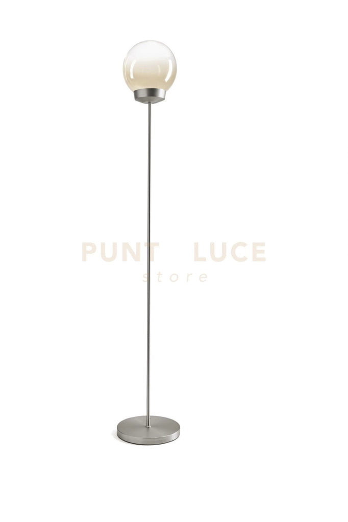 JOTTO LAMPADA DA TERRA  IN METALLO COLORE ALLUMINIO VETRO SFUMATO AMBRA  DA 25CM 1 LUCE ATTACCO GX53 DIMMERABILE