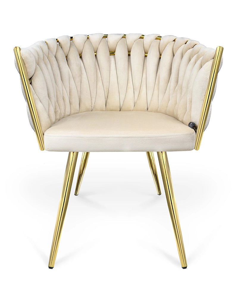 Poltrona in velluto beige, sedia imbottita da pranzo – Elise - SDPL11ELPD