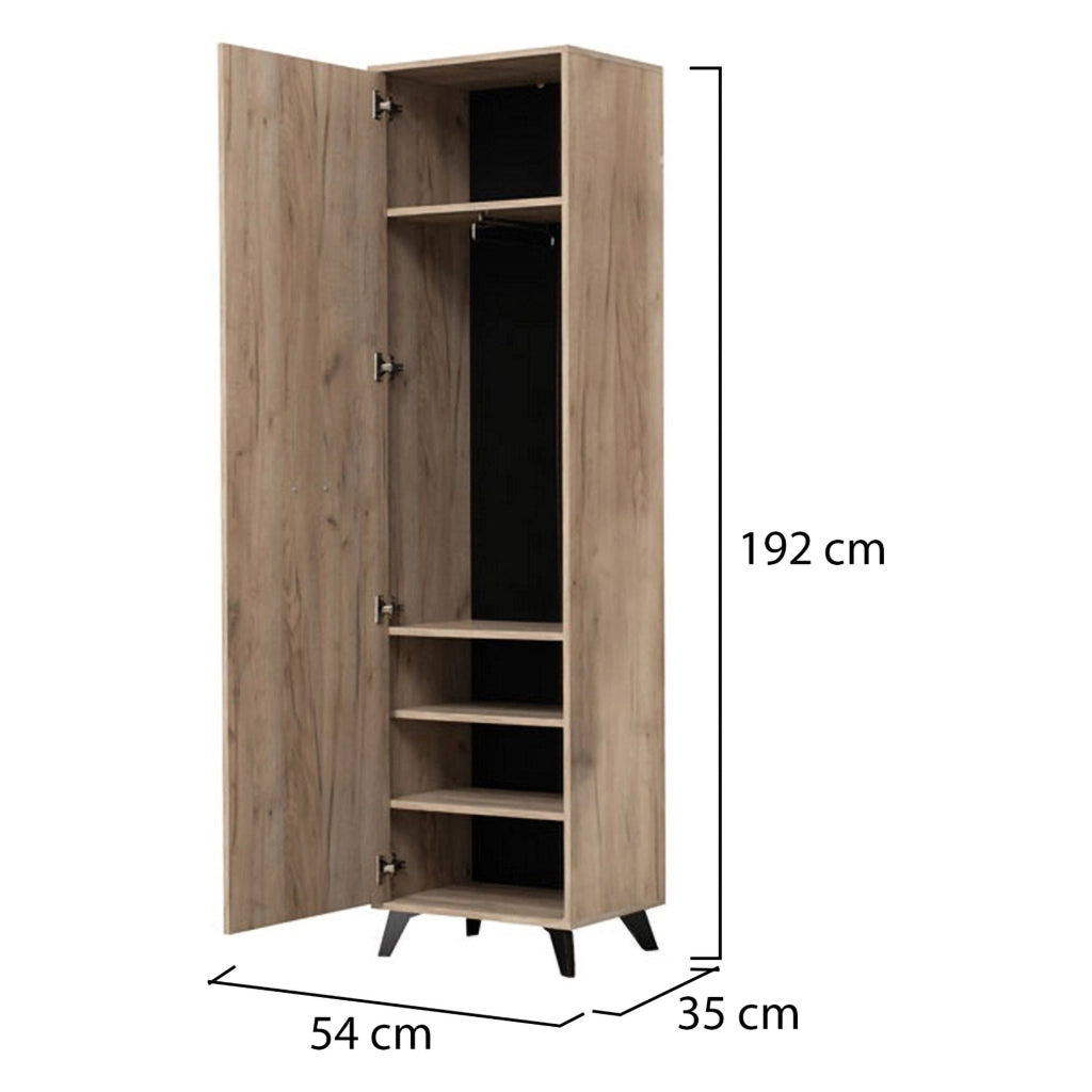 Palmoli, Guardaroba 1 Anta Appendiabiti, Marrone Rovere Grigio