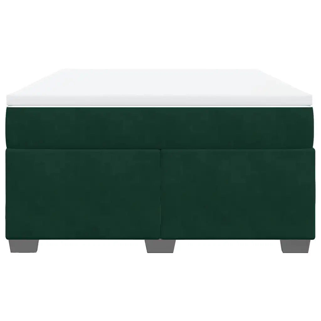 Giroletto a Molle con Materasso Verde Scuro 160x200 cm Velluto