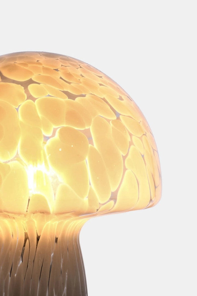 Lampada da Tavolo a Fungo in Vetro Bianco Maculato H25,5 - MEI-XIN