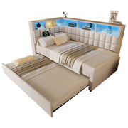 Letto Estraibile 90x200 cm; USB; Type-C; Bluetooth e LED Regolabile - Beige