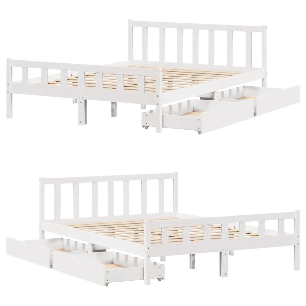 Letto senza Materasso Bianco 150x200 cm Legno Massello di Pino 3301582