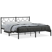 Letto matrimoniale | Letto per adulti | Giroletto con Testiera in Metallo Nero 180x200 cm