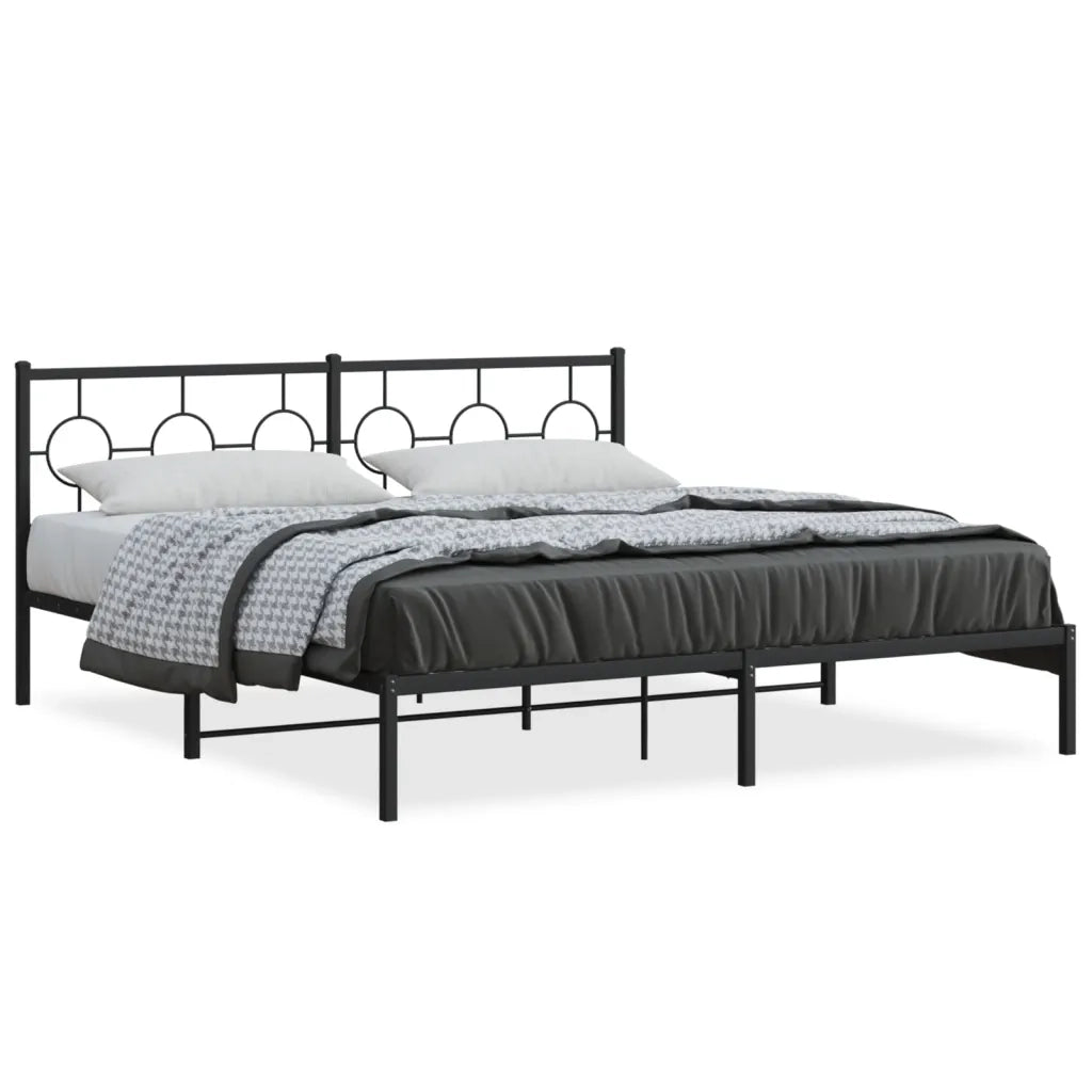 Letto matrimoniale | Letto per adulti | Giroletto con Testiera in Metallo Nero 180x200 cm
