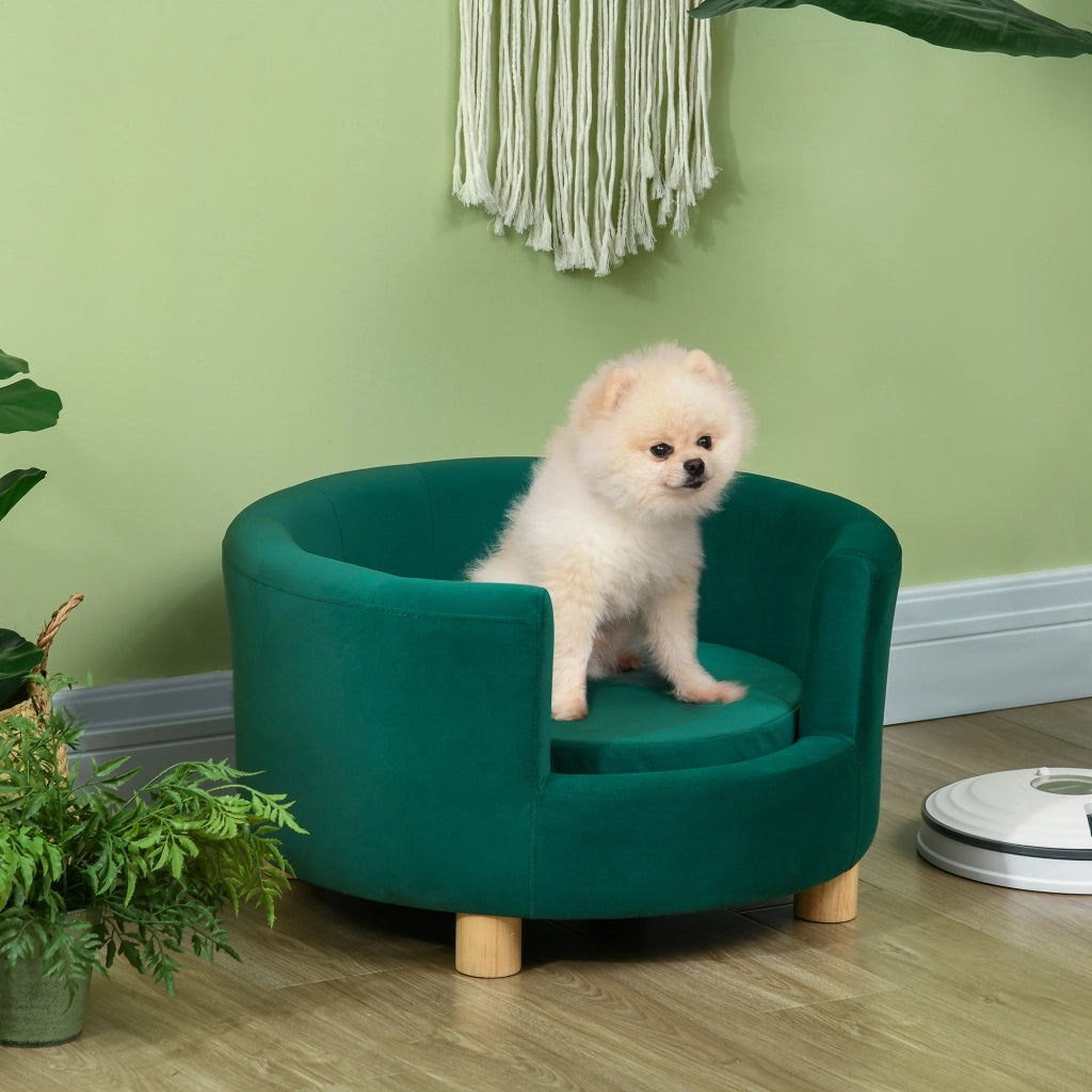 Divano per cani ¨C zephmum ¨C Verde, Tessuto lavabile, Gambe in legno
