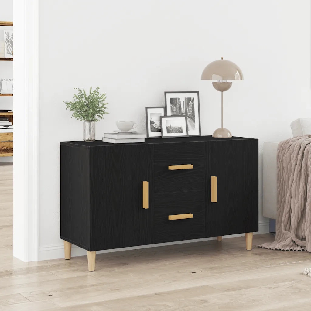 Credenza Rovere Nero 100x36x60 cm in Legno Multistrato 862094