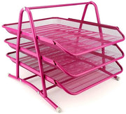 Organizzatore di Scrivania con 3 Cestelli - Organizzatore di Scrivania per Carte - Organizzatore di Scrivania con Cassetti - Cassetto per Documenti - Nero a Smaltino Metallico - 205 x 103 x 98 mm - Organizzatore di Documenti