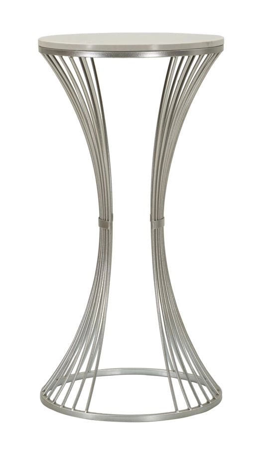 Tavolinetto Funnel Ø40x79 cm in Ferro e Marmo Argento
