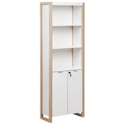 Libreria moderna con scaffali con armadietto legno chiaro bianco stile moderno scandinavo