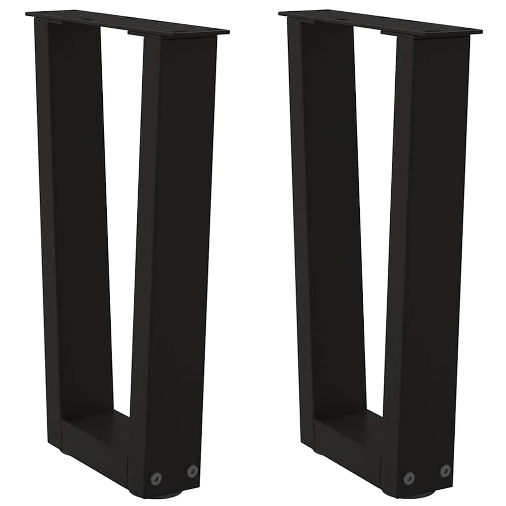 Set di 2 gambe per tavolino da caffè a forma di V 38 x 43 cm con piedini regolabili stile moderno acciaio nero 02_0056912
