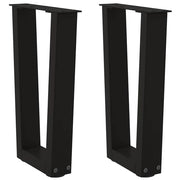 Set di 2 gambe per tavolino da caffè a forma di V 38 x 43 cm con piedini regolabili stile moderno acciaio nero 02_0056912
