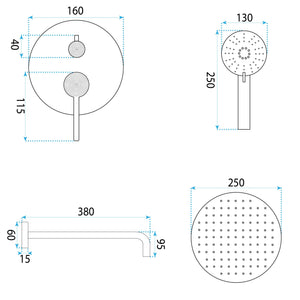 Set Doccia Da Incasso Rea Foster Brush Gold + Box