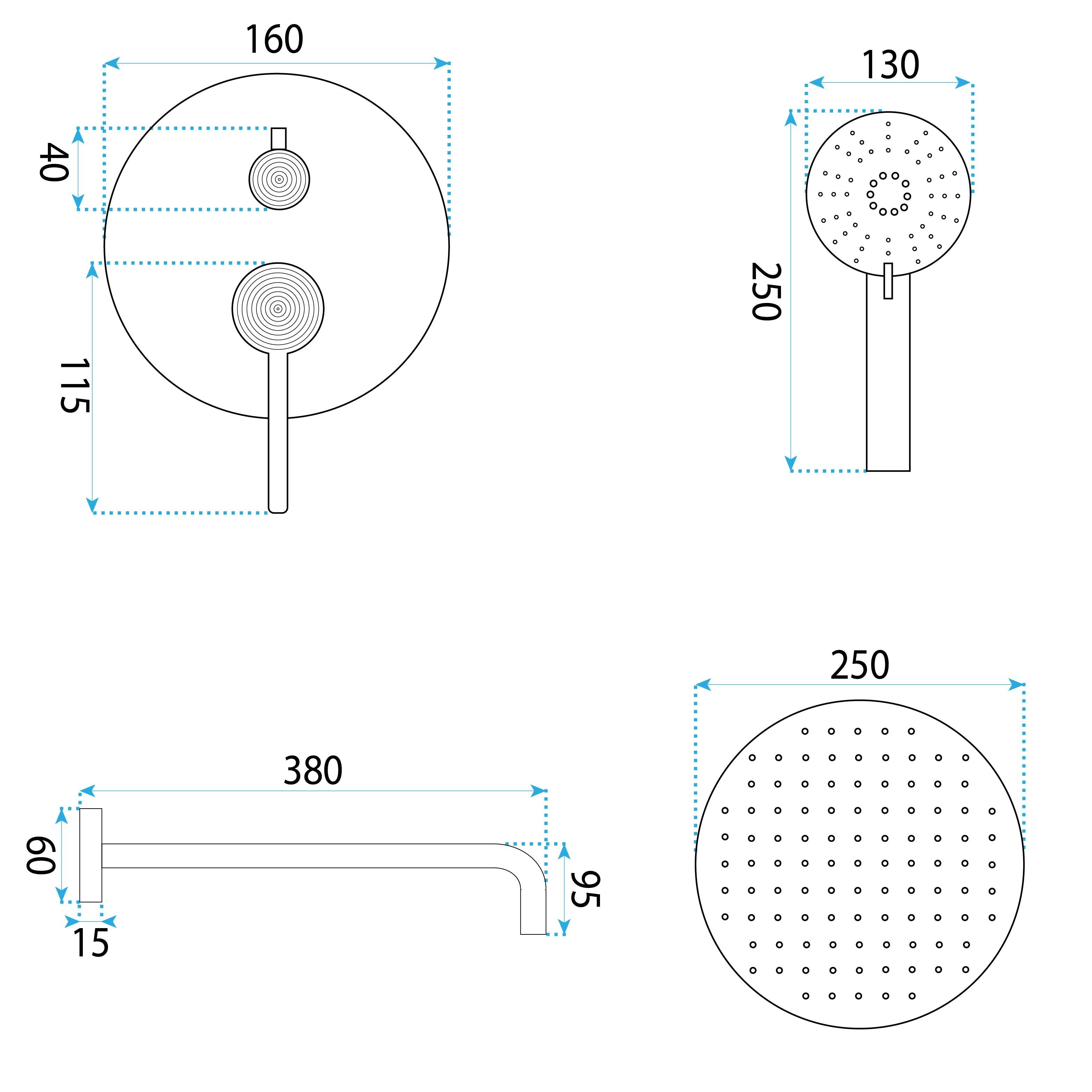 Set Doccia Da Incasso Rea Foster Brush Gold + Box