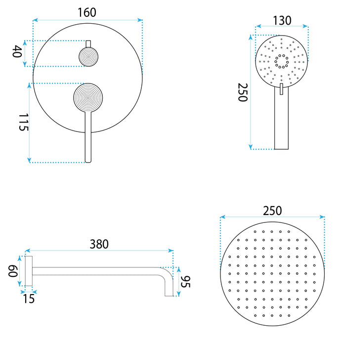 Set Doccia Da Incasso Rea Foster Brush Gold + Box