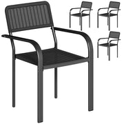 Sedia da pranzo da giardino esterno apilabile con braccioli ¨C zephmum ¨C nero 55x60x83 cm