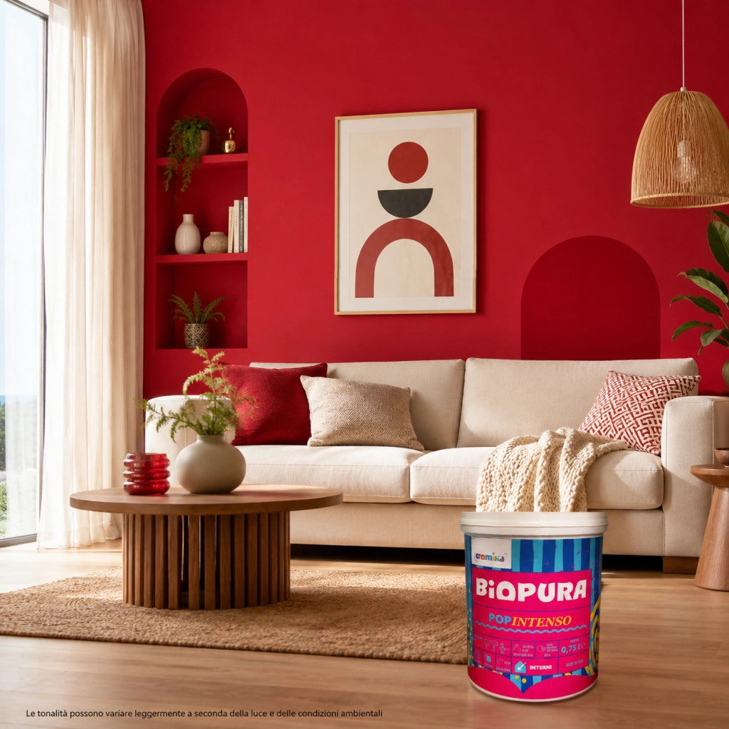 Popintenso palestra e decori interni pittura murale lavabile e coprente cromika *** formato 0,750 lt, colore- rosso m...