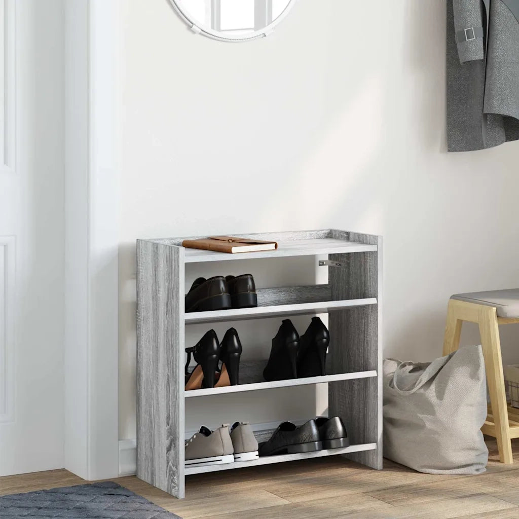 Scarpiera-Scaffale per scarpe Grigio Sonoma 60x25x62 cm in Legno Multistrato