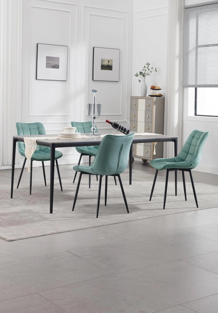 Sedie da Pranzo con Schienale senza Braccioli Sgabello in Velluto per Cucina Turchese BH142ts-8