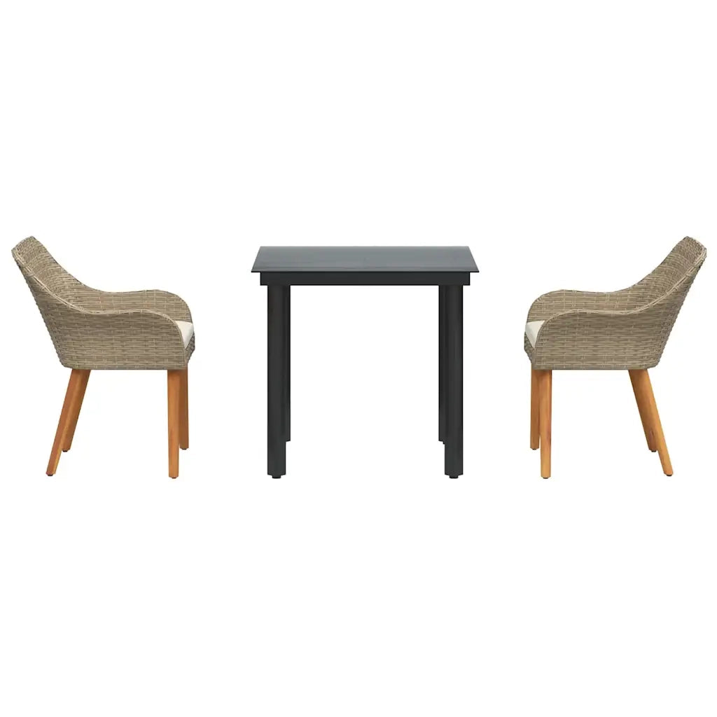Set da Pranzo per Giardino con cuscino 3 pcs Beige polyrattan 3261698