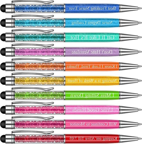 Pen per Infermiera con Inchiostro Nero - Logo Personalizzato - Pen per Infermiera Dottore Docente - 10 Tipi (10 pezzi)