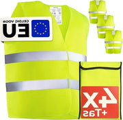 Kit di Protezione Riflettente Alta Visibilità con Tasca - Certificato EN ISO 20471 - Auto Costruzione - Misura Universale - Giallo