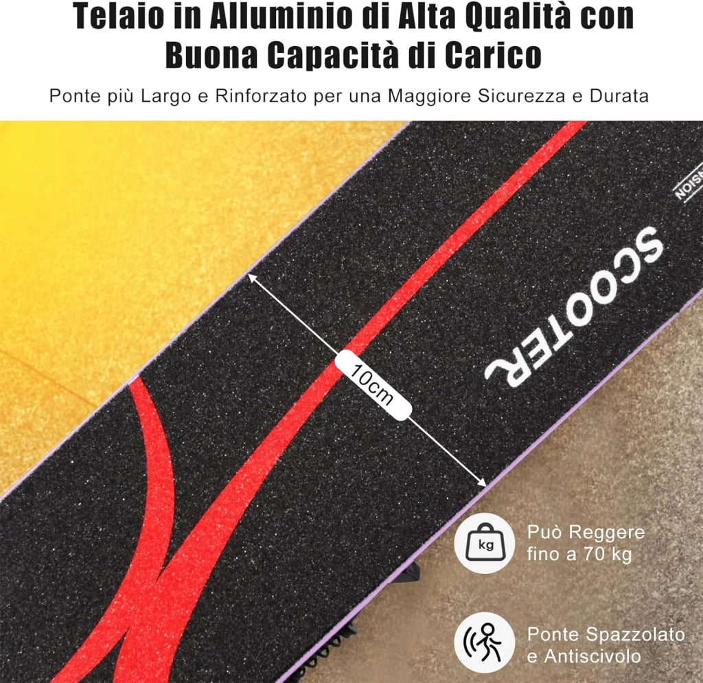 Scooter pieghevole Monopattino per bambini, regolabile in altezza, con 2 ruote lampeggianti, Scelta a colori (Viola)