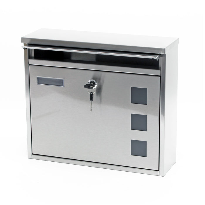 Cassetta postale singola V12 in acciaio inox con finestrelle e vetrino portanome