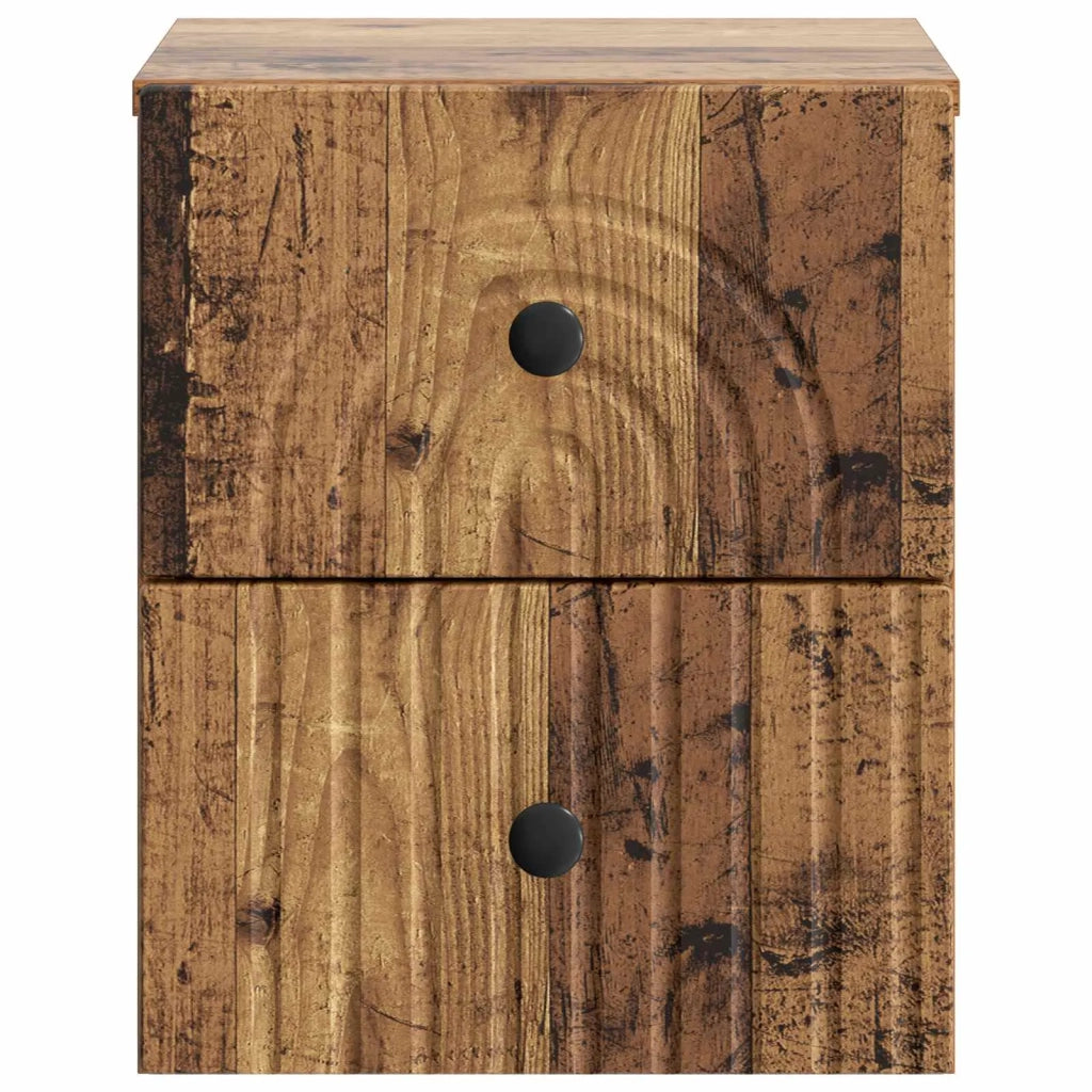 Set di 2 Comodini | Armadio da Notte | Mobiletto da notte a muro Legno antico 33 x 34,5 x 40 cm