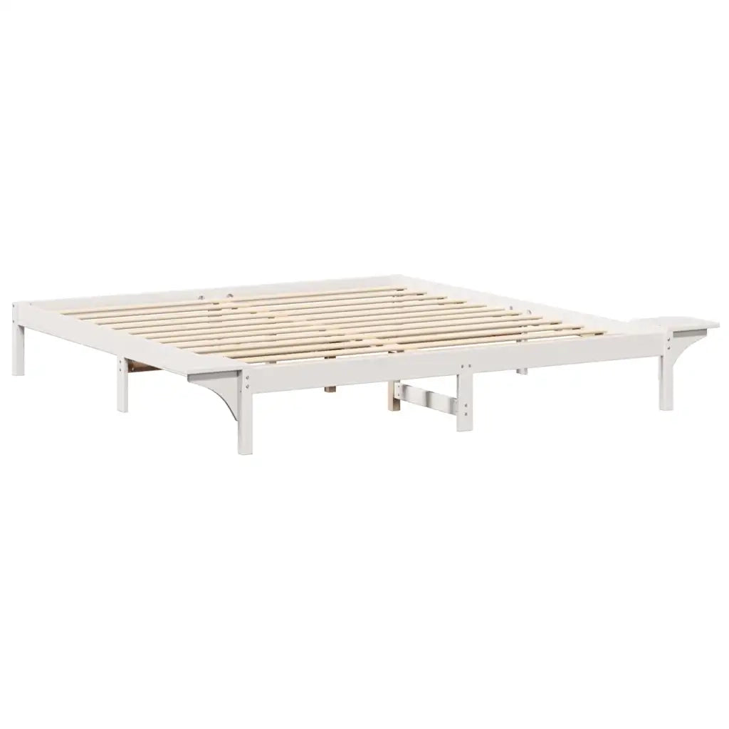 Struttura del letto Bianco 200 x 200 cm Pino massello 873176
