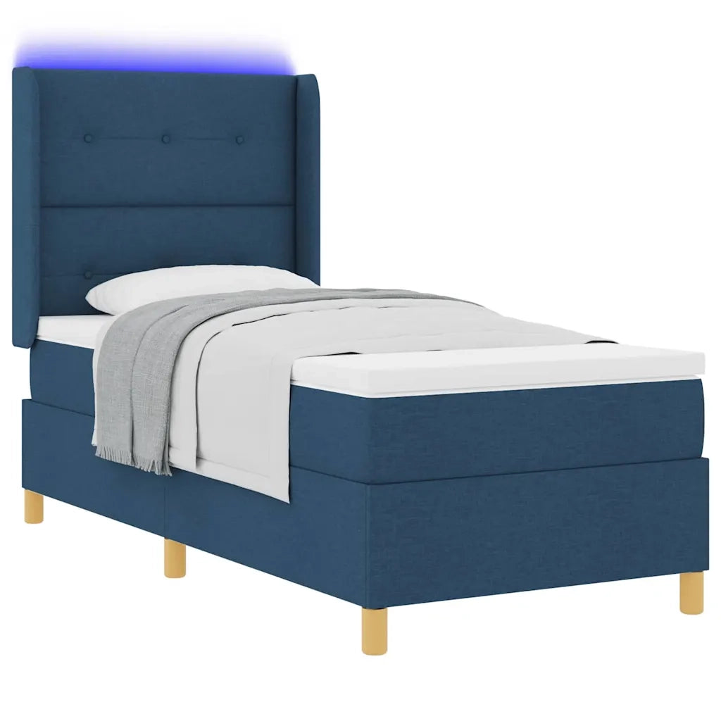 Letto a molle con strisce LED Blu 90 x 200 cm Tessuto 3343678