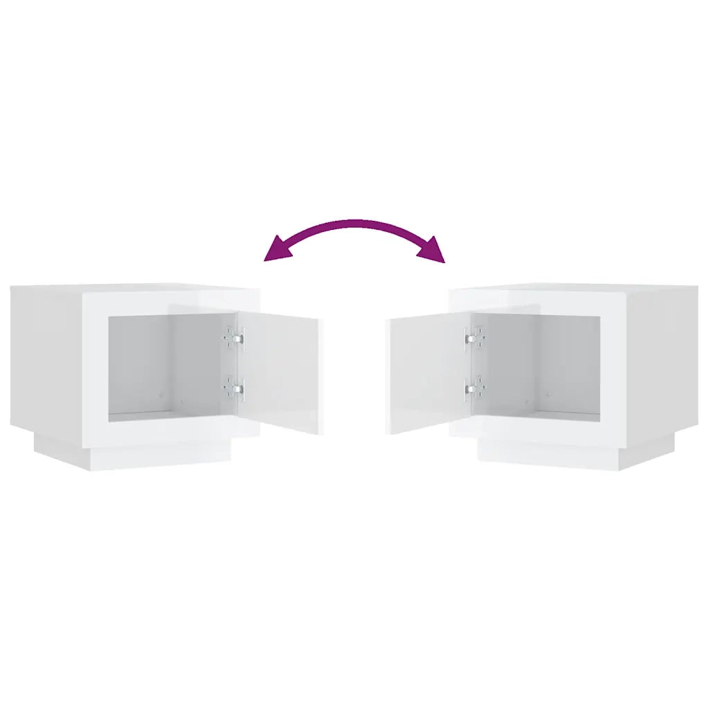 Tavolino Salotto Bianco Lucido 51x50x45 cm in Legno Multistrato 811805