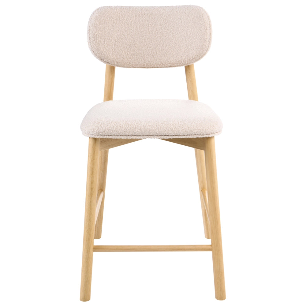 Set di 2 sedie da pranzo in boucle Struttura in legno marrone chiaro e beige schienale imbottiti Sala da pranzo Cucina