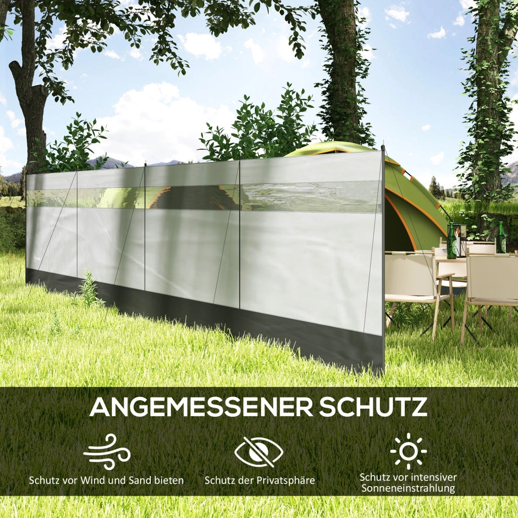 Paravento da giardino con finestra e borsa ¨C zephmum ¨C grigio 725x140cm