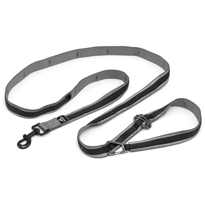 Guinzaglio a mani libere - KURGO - QUANTUM - 6 posizioni - da 120 a 180 cm - Nero