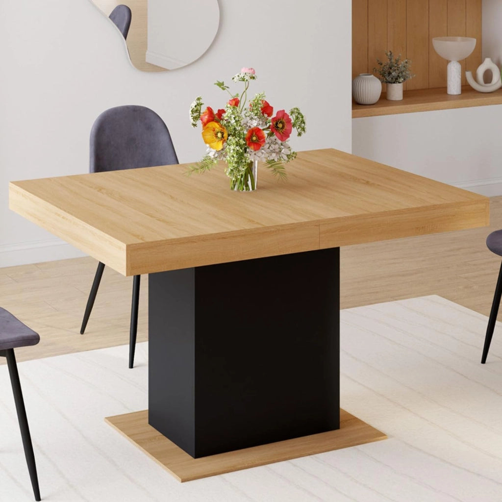 Tavolo da pranzo allungabile rettangolare Eden 4-6 persone legno e nero 120-160 cm