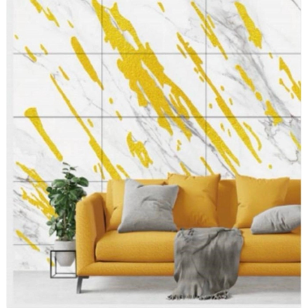 Trade Shop - Pannello Adesivo Effetto Marmo Bianco Striato Oro Pareti Paraschizzi 300 X 60 Cm -