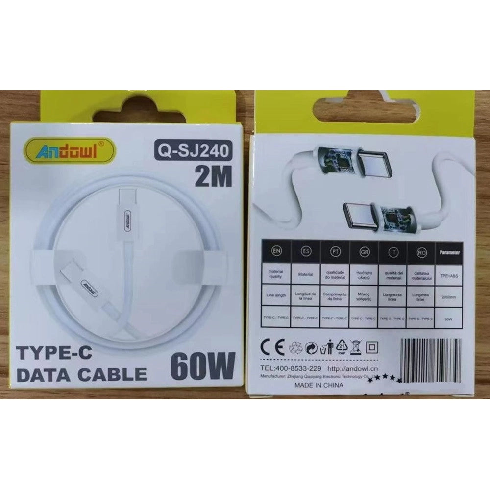 Trade Shop - Cavo Usb Di Ricarica Rapida Trasferimento Dati Da Type-c A Type-c 2 Metri 60w Q-sj240 -