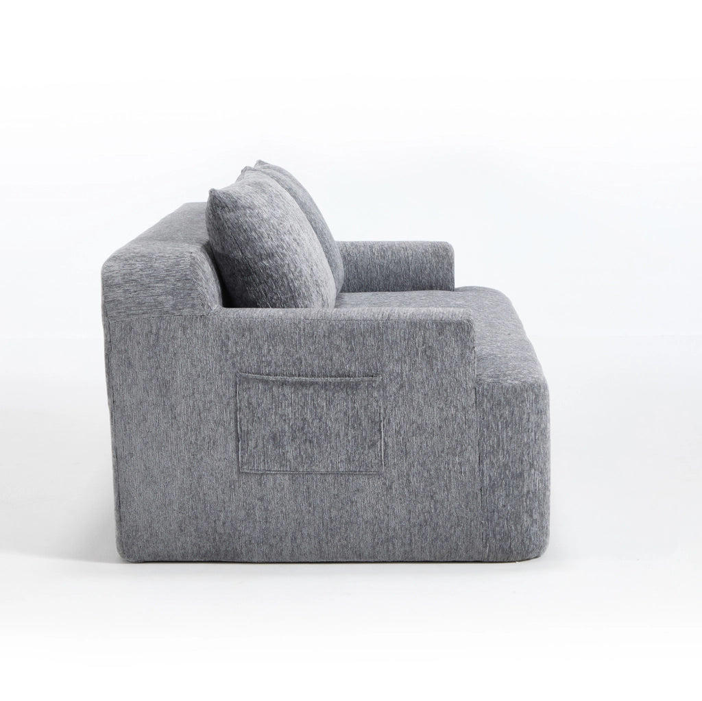 Divano convertibile in tessuto con cuscini, grigio, 68 x 45,5 x 68 cm
