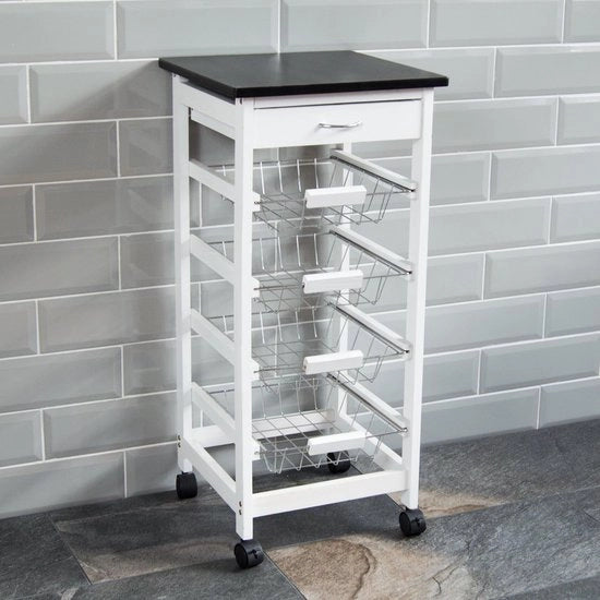 Carrello Cucina a Ruote con Portaoggetti - Carrello Cucina su Ruote con Maniglie - Carrello Cucina a Ruote con Manubri