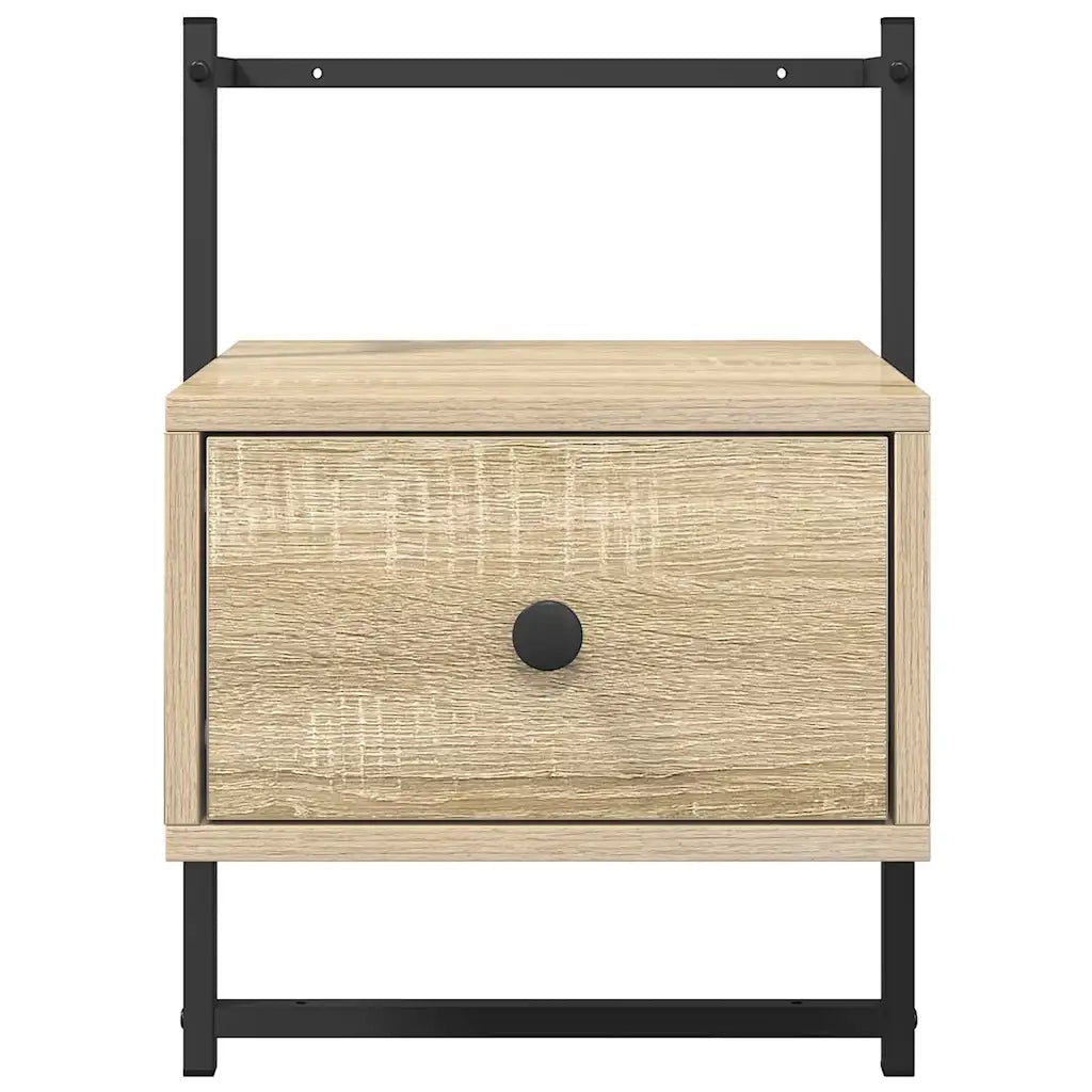 Comodini a Muro 2 pz-Set di 2 Tavolino da notte Rovere Sonoma 35x30x51cm Legno Multistrato