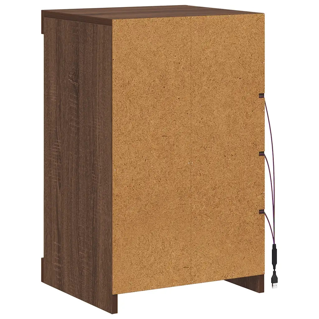 Credenza con Luci LED Rovere Marrone 41x37x67 cm