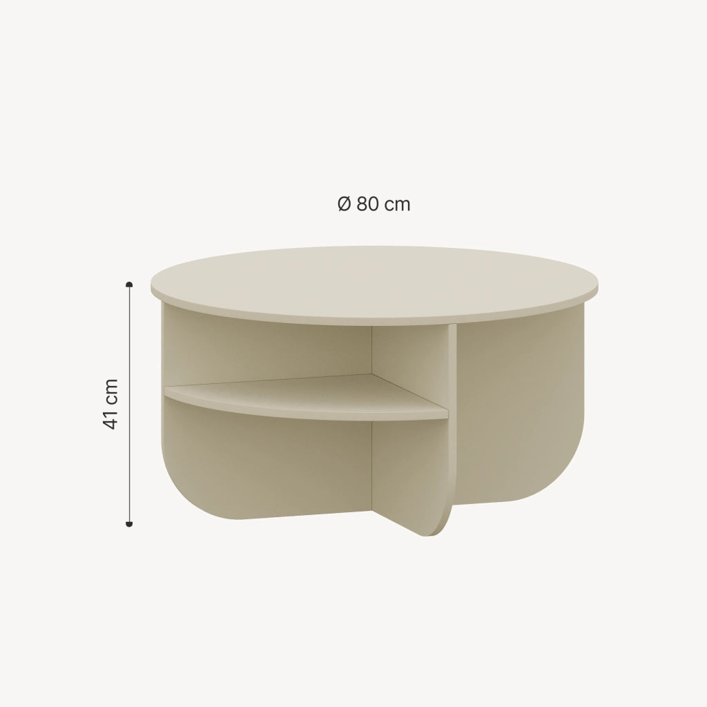 Tavolino Rotondo Reykhon Ø80 x 41 cm Color Avena Oatmeal [en.casa]