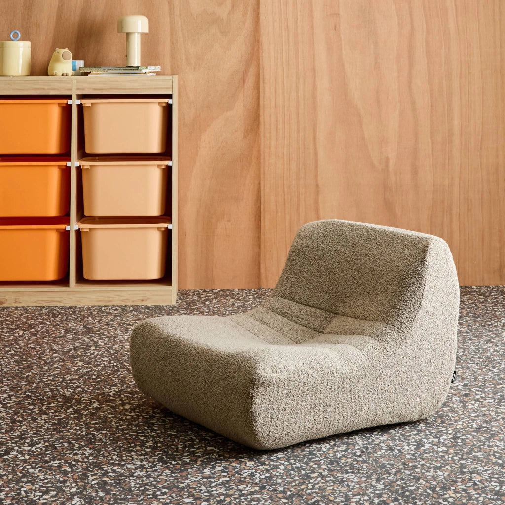 Poltroncina per bambini in tessuto bouclé testurizzato, 1 posto, beige