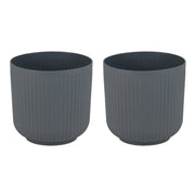 Set di 2 fioriere rotonde 32,5 x 32 cm con moderno sistema di drenaggio in PP grigio 20_0012466