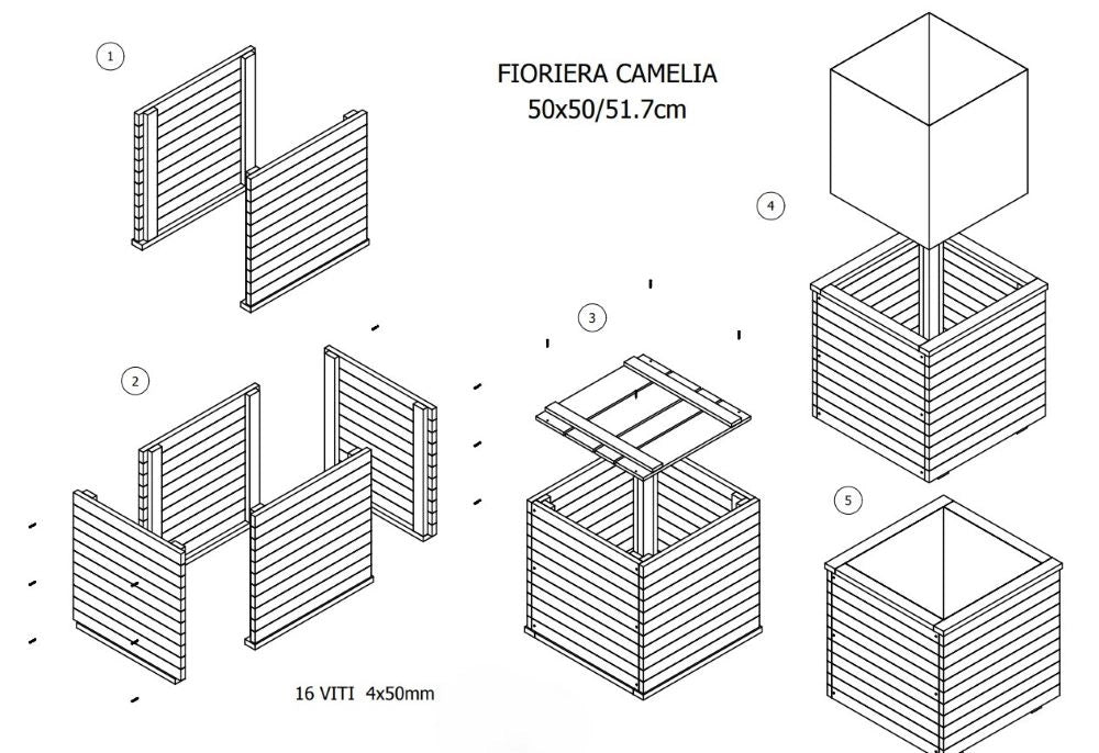 FIORIERA CAMELIA LACCATA BIANCO 50X50X50H