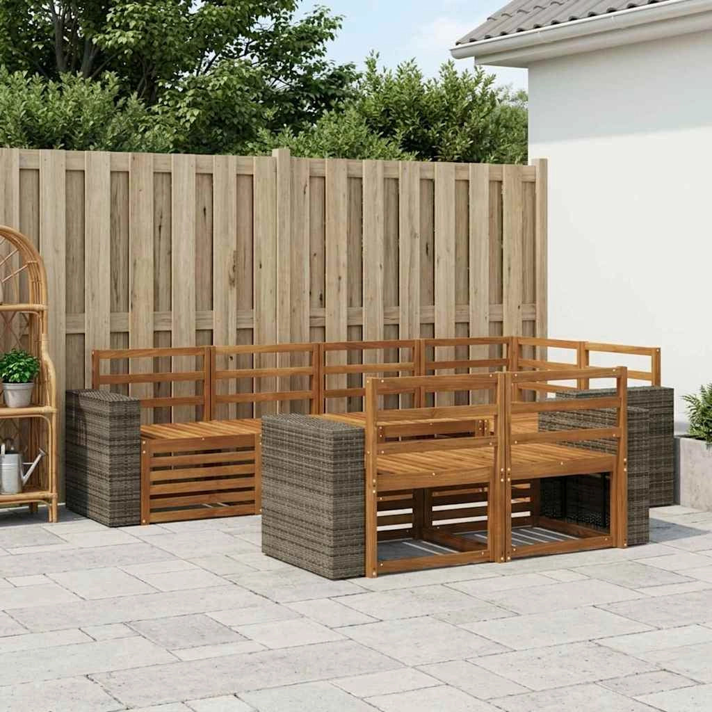Set di divani da esterno 7 pz Naturale Poliestere 3384485