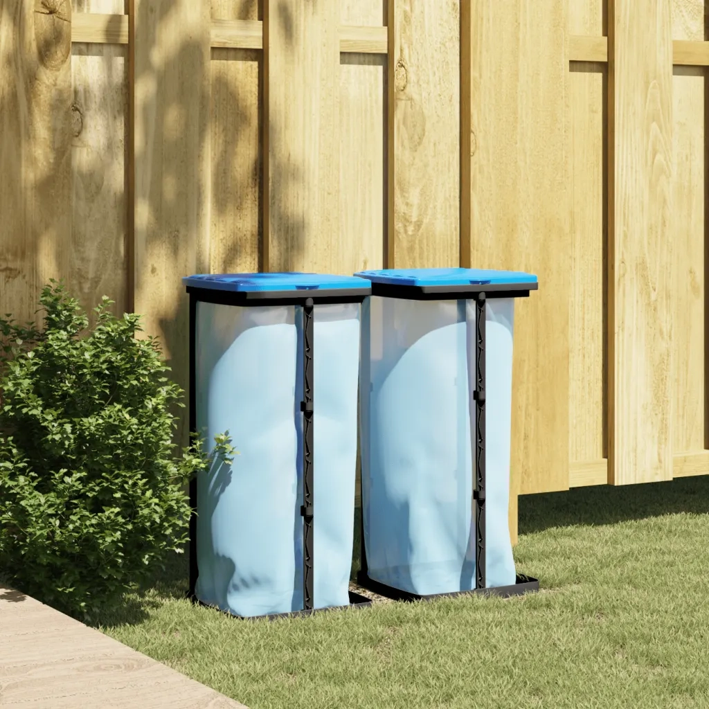 Porta Sacchi Spazzatura 2 pz Nero e Blu 60 L in PP CFW2200644