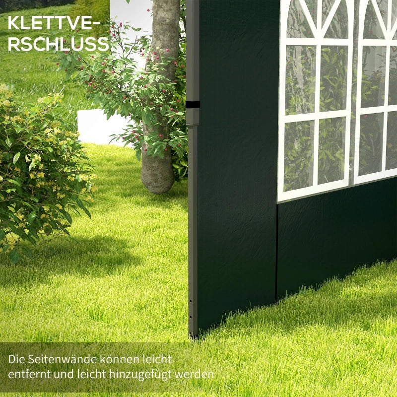 Set di 2 pannelli laterali per gazebo 3x3 e 3x6, impermeabili, con finestre, verde scuro.